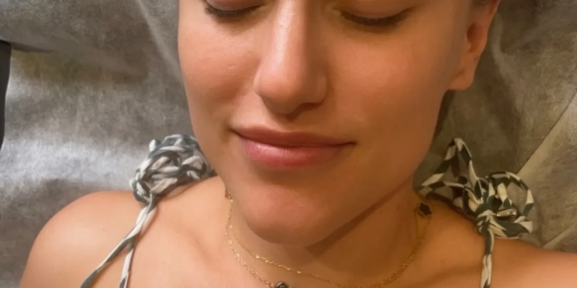 close up healing eyebrow tattoo flakes