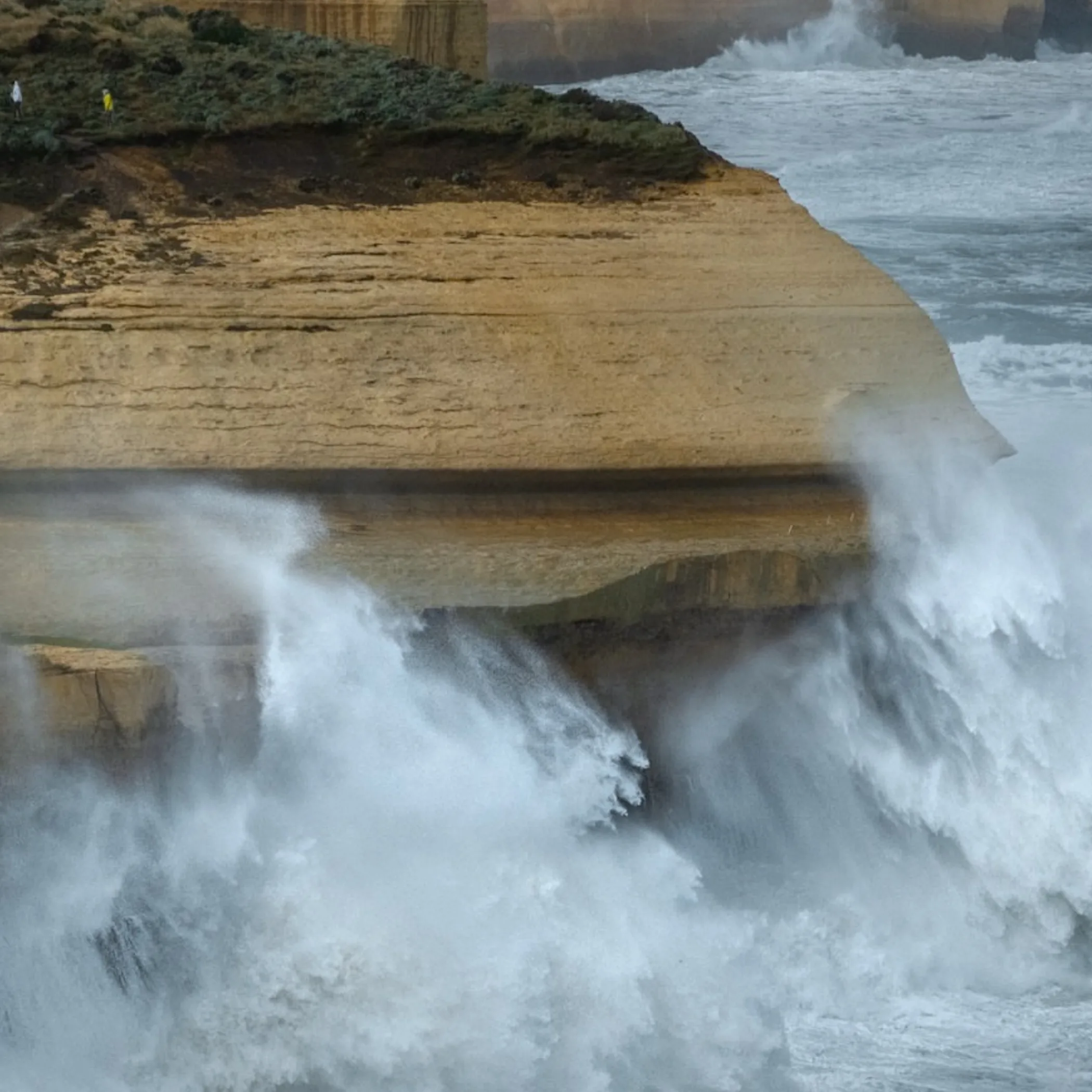 limestone cliffs and ocean waves