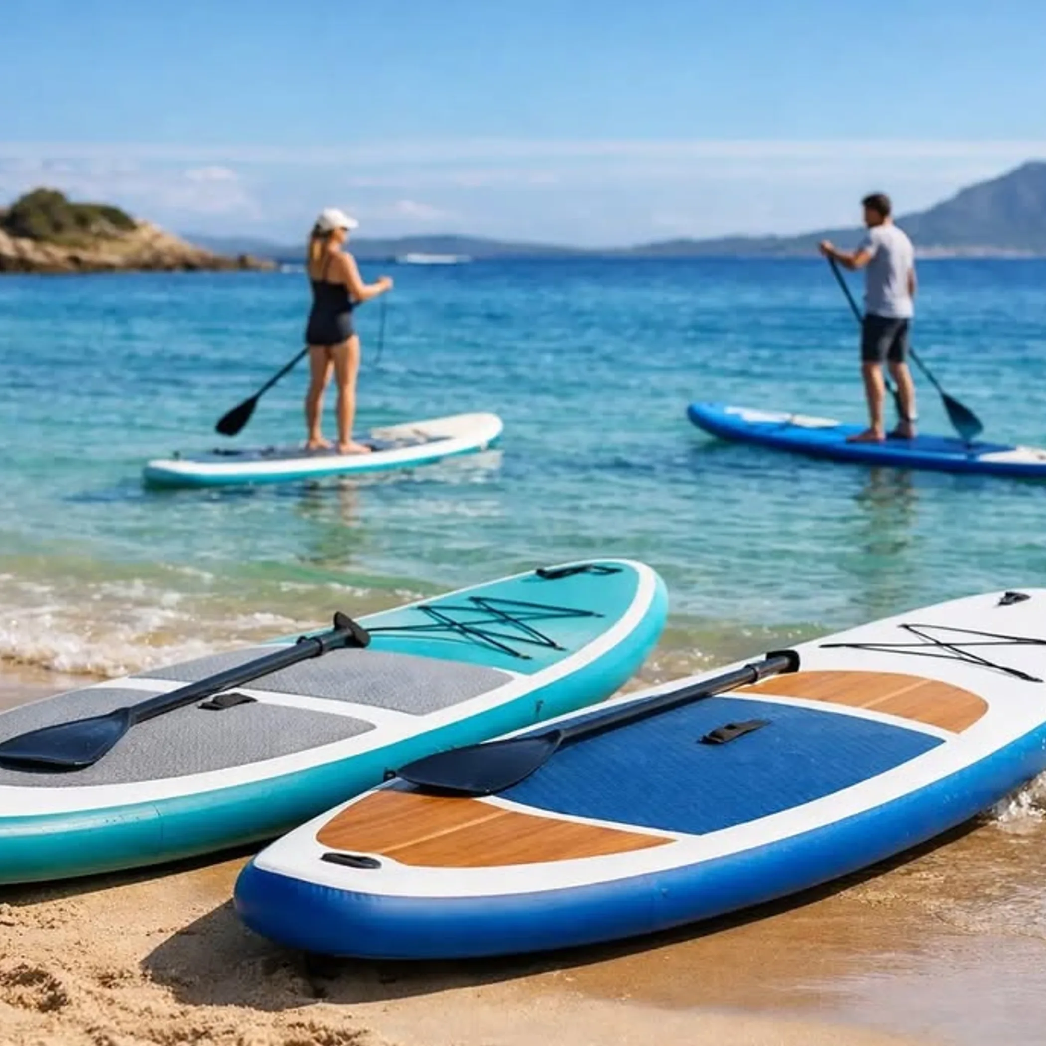 people paddle boarding on water